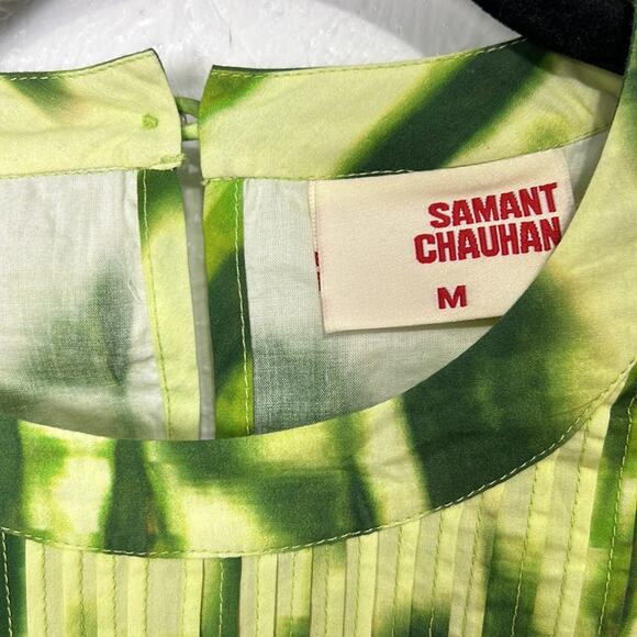 Anthropologie Samant Chauhan Emillia Green Tie Dye Ruffle Blouse Women’s size M - Picture 4 of 8